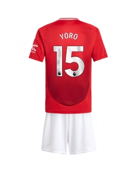 Billige Fotballdrakt Manchester United Leny Yoro #15 Replika Hjemmedraktsett Barn 2024-25 Kortermet (med bukser)